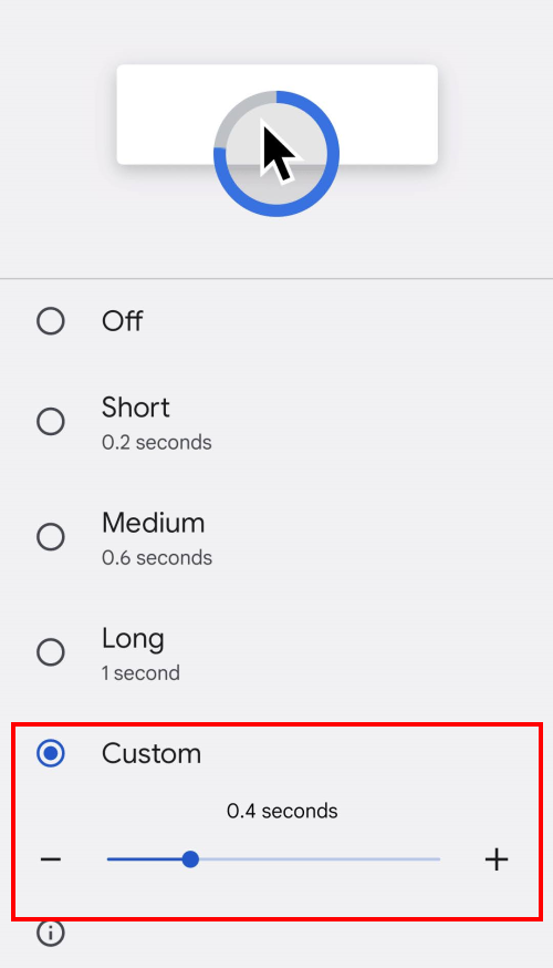 Select Custom and adjust the delay with the slider